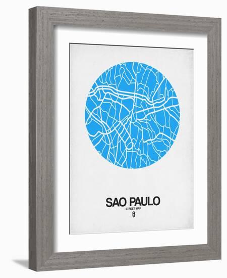 Sao Paulo Street Map Blue-NaxArt-Framed Art Print