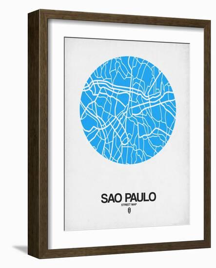 Sao Paulo Street Map Blue-NaxArt-Framed Art Print