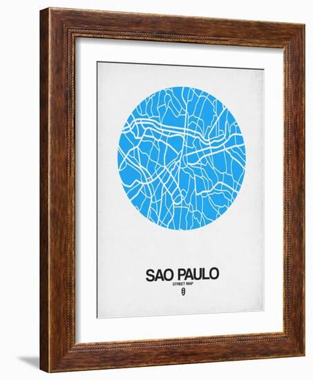 Sao Paulo Street Map Blue-NaxArt-Framed Art Print