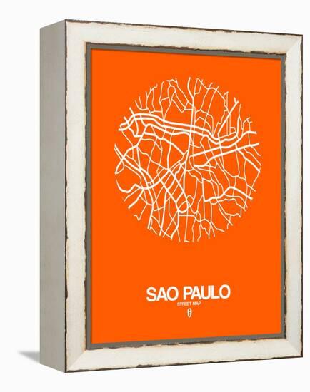 Sao Paulo Street Map Orange-NaxArt-Framed Stretched Canvas