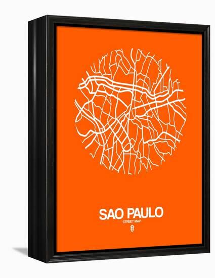 Sao Paulo Street Map Orange-NaxArt-Framed Stretched Canvas