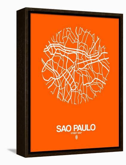 Sao Paulo Street Map Orange-NaxArt-Framed Stretched Canvas