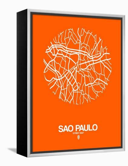 Sao Paulo Street Map Orange-NaxArt-Framed Stretched Canvas