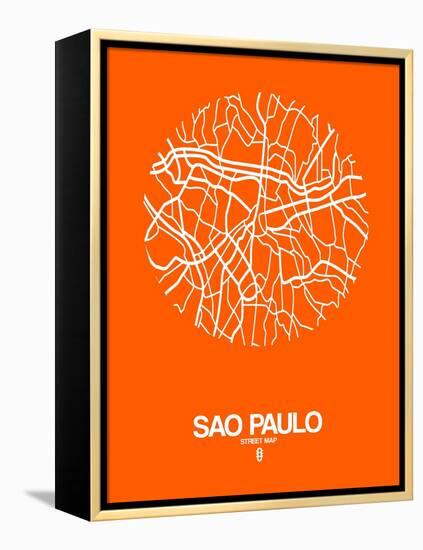 Sao Paulo Street Map Orange-NaxArt-Framed Stretched Canvas