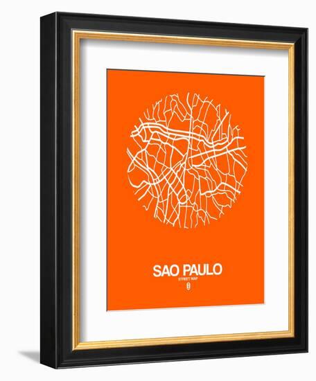 Sao Paulo Street Map Orange-NaxArt-Framed Premium Giclee Print