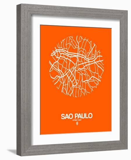 Sao Paulo Street Map Orange-NaxArt-Framed Art Print