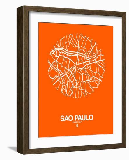 Sao Paulo Street Map Orange-NaxArt-Framed Art Print