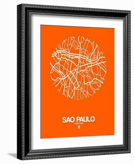 Sao Paulo Street Map Orange-NaxArt-Framed Art Print