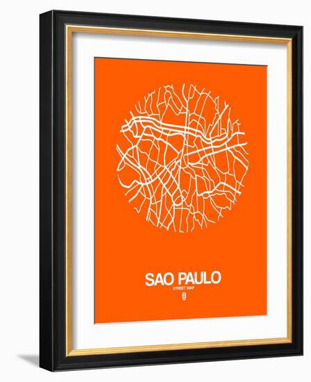 Sao Paulo Street Map Orange-NaxArt-Framed Art Print