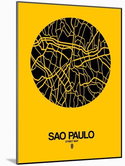 Sao Paulo Street Map Yellow-NaxArt-Mounted Art Print