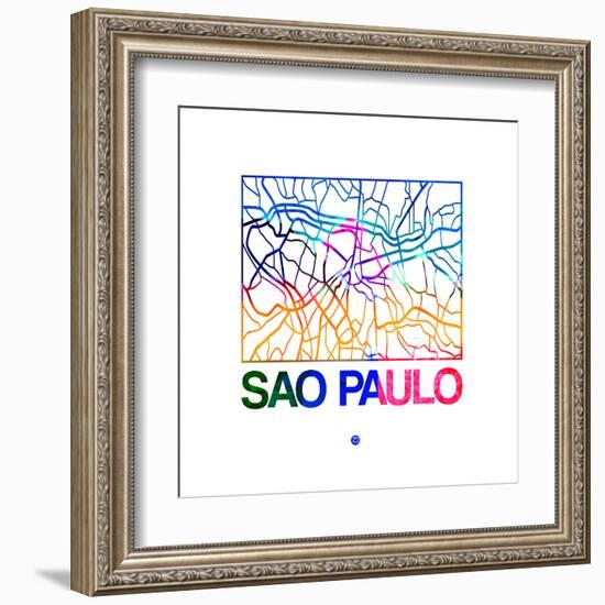 Sao Paulo Watercolor Street Map-NaxArt-Framed Art Print