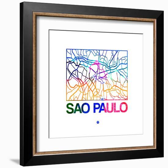 Sao Paulo Watercolor Street Map-NaxArt-Framed Art Print