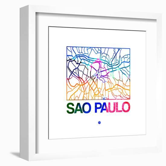 Sao Paulo Watercolor Street Map-NaxArt-Framed Art Print