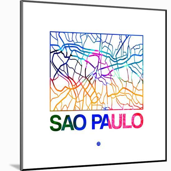 Sao Paulo Watercolor Street Map-NaxArt-Mounted Art Print