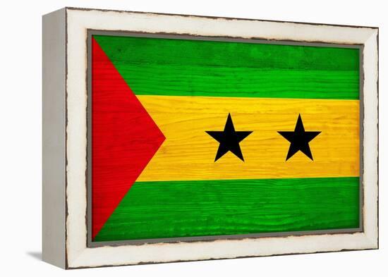 Sao Tome And Principe Flag Design with Wood Patterning - Flags of the World Series-Philippe Hugonnard-Framed Stretched Canvas