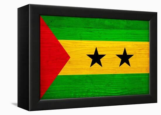 Sao Tome And Principe Flag Design with Wood Patterning - Flags of the World Series-Philippe Hugonnard-Framed Stretched Canvas