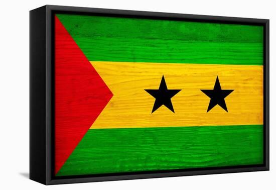 Sao Tome And Principe Flag Design with Wood Patterning - Flags of the World Series-Philippe Hugonnard-Framed Stretched Canvas