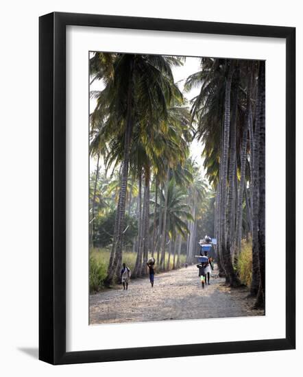 Sao Tomense Walk Through a Plantation Called 'Rio Do Ouro' in the North of the Island of Sao Tomé-Camilla Watson-Framed Photographic Print