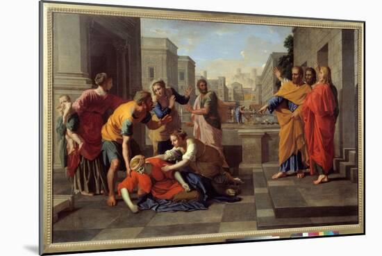 Saphira's Death, 17Th Century (Oil on Canvas)-Nicolas Poussin-Mounted Giclee Print