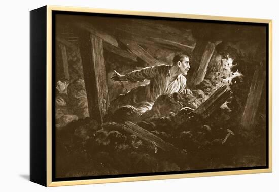 Sapper W. Hackett Refuses to Leave a Comrade Who Was Lying Seriously Injured in a Mine Gallery-Alfred Pearse-Framed Premier Image Canvas