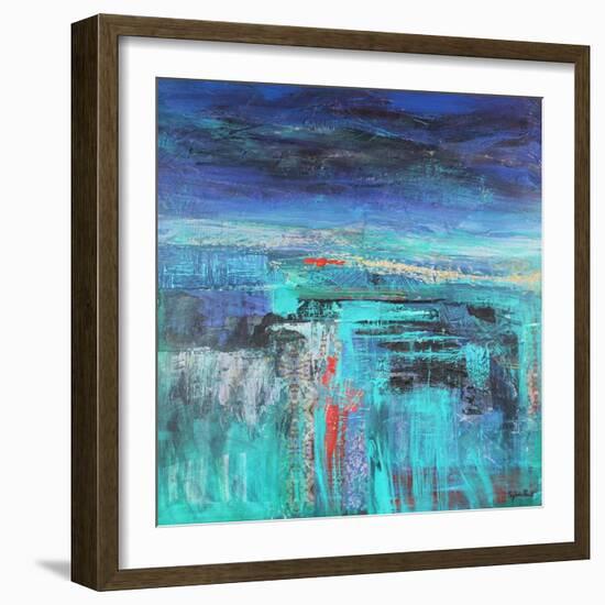 Sapphire Sky and Turquoise Sea, 2019 (Acrylic and Collage)-Sylvia Paul-Framed Giclee Print