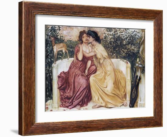 Sappho and Erinna in a Garden at Mytilene-Simeon Solomon-Framed Giclee Print