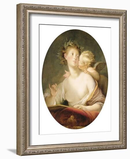 Sappho Inspired by Cupid (Oil on Canvas)-Jean-Honore Fragonard-Framed Giclee Print