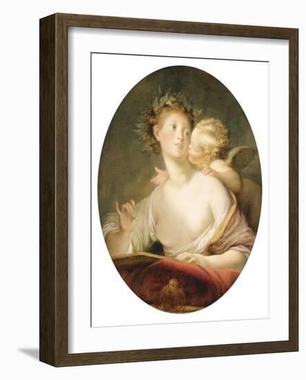 Sappho Inspired by Cupid (Oil on Canvas)-Jean-Honore Fragonard-Framed Giclee Print