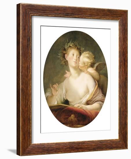 Sappho Inspired by Cupid (Oil on Canvas)-Jean-Honore Fragonard-Framed Giclee Print