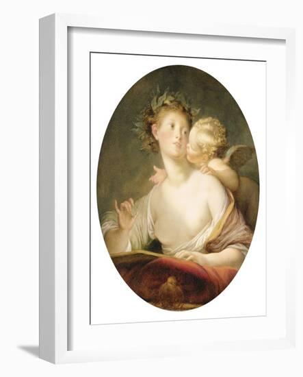 Sappho Inspired by Cupid (Oil on Canvas)-Jean-Honore Fragonard-Framed Giclee Print