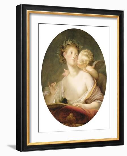 Sappho Inspired by Cupid (Oil on Canvas)-Jean-Honore Fragonard-Framed Giclee Print
