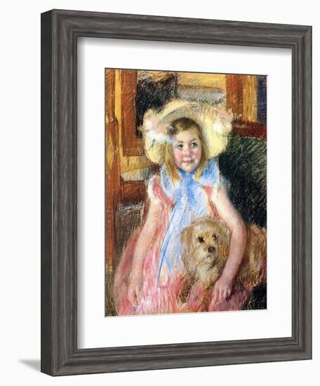 Sara and Her Dog, c.1901-Mary Cassatt-Framed Giclee Print