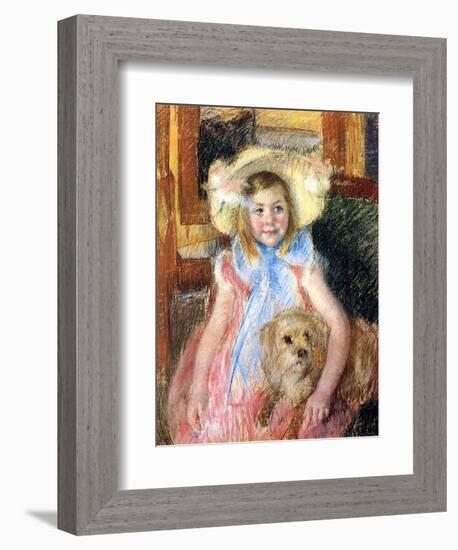 Sara and Her Dog, c.1901-Mary Cassatt-Framed Giclee Print