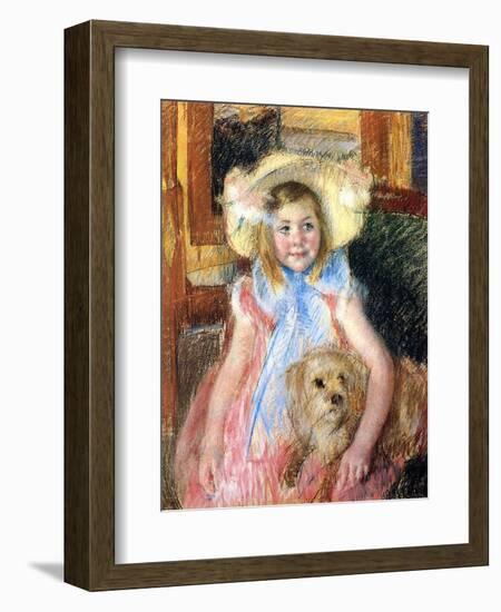 Sara and Her Dog, c.1901-Mary Cassatt-Framed Giclee Print