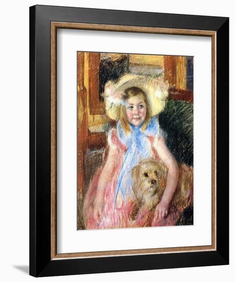 Sara and Her Dog, c.1901-Mary Cassatt-Framed Giclee Print