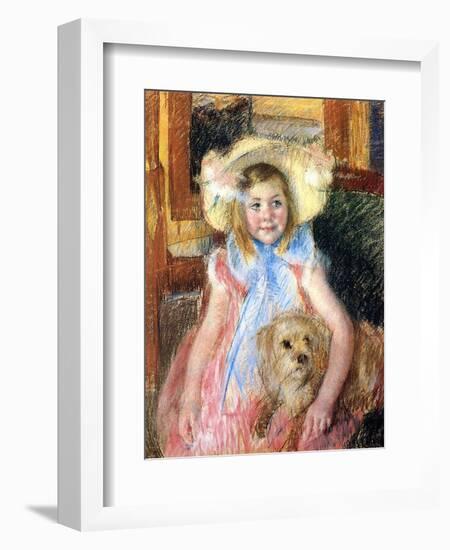 Sara and Her Dog, c.1901-Mary Cassatt-Framed Giclee Print