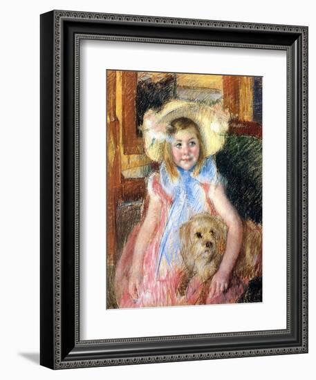 Sara and Her Dog, c.1901-Mary Cassatt-Framed Giclee Print