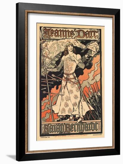 Sara Bernhardt as Joan of Arc-Alphonse Mucha-Framed Art Print