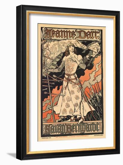 Sara Bernhardt as Joan of Arc-Alphonse Mucha-Framed Art Print