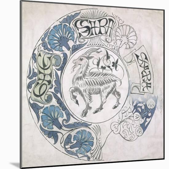 sara', Circular Design with Goat (Gouache and Pencil on Paper)-William De Morgan-Mounted Giclee Print