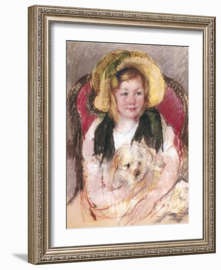 Sara with Her Dog in an Armchair, 1901-Mary Cassatt-Framed Giclee Print
