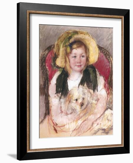 Sara with Her Dog in an Armchair, 1901-Mary Cassatt-Framed Giclee Print