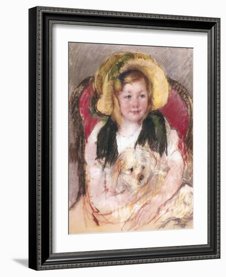 Sara with Her Dog in an Armchair, 1901-Mary Cassatt-Framed Giclee Print