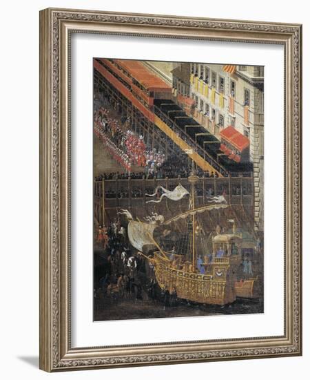 Saracen Joust in Piazza Navona, February 25, 1634, Detail with the Machine in the Shape of Ship-Andrea Sacchi-Framed Giclee Print