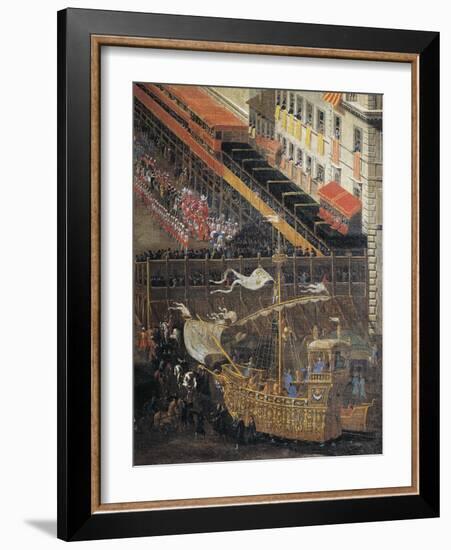 Saracen Joust in Piazza Navona, February 25, 1634, Detail with the Machine in the Shape of Ship-Andrea Sacchi-Framed Giclee Print