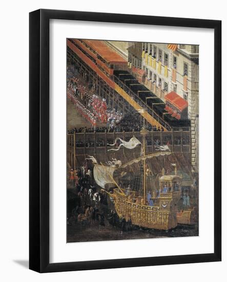 Saracen Joust in Piazza Navona, February 25, 1634, Detail with the Machine in the Shape of Ship-Andrea Sacchi-Framed Giclee Print