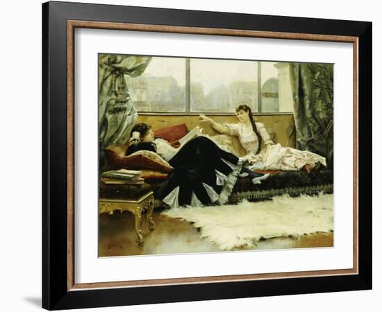 Sarah Bernhardt (1844-1923) and Christine Nilsson (1843-1921)-Julius Leblanc Stewart-Framed Giclee Print