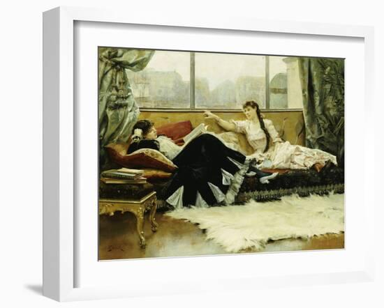 Sarah Bernhardt (1844-1923) and Christine Nilsson (1843-1921)-Julius Leblanc Stewart-Framed Giclee Print
