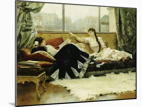 Sarah Bernhardt (1844-1923) and Christine Nilsson (1843-1921)-Julius Leblanc Stewart-Mounted Giclee Print
