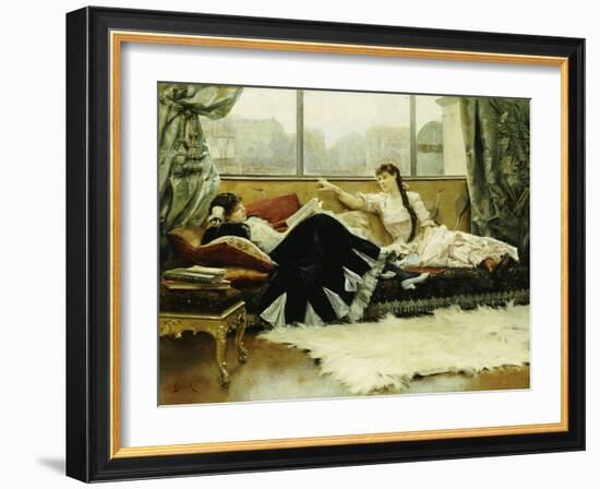 Sarah Bernhardt (1844-1923) and Christine Nilsson (1843-1921)-Julius Leblanc Stewart-Framed Giclee Print